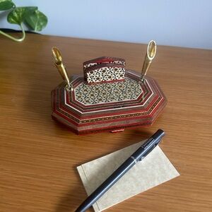 Vintage Moroccan Persian Wooden Desktop Organizer